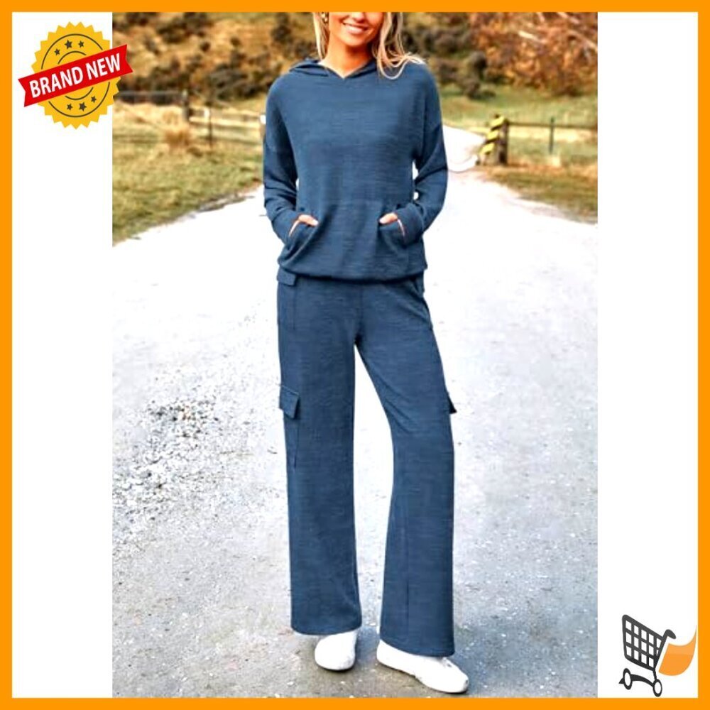 Cozy Hoodie Lounge Set Soft Fabric Matching Tracksuit Versatile Casual Wear - Picture 6 of 7